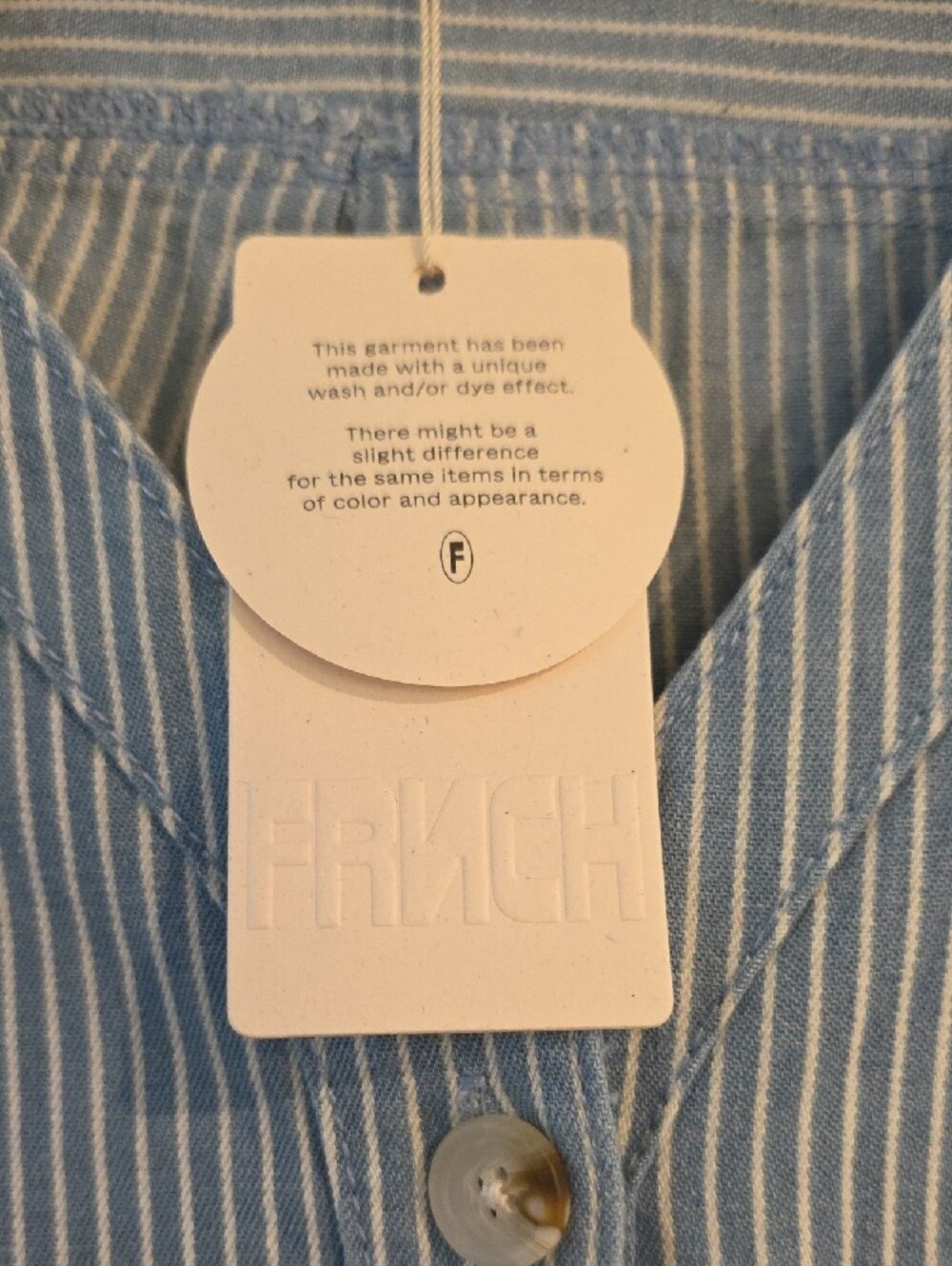 FRNCH Light Blue and White Striped Button-Front Top - Picture 3 of 4